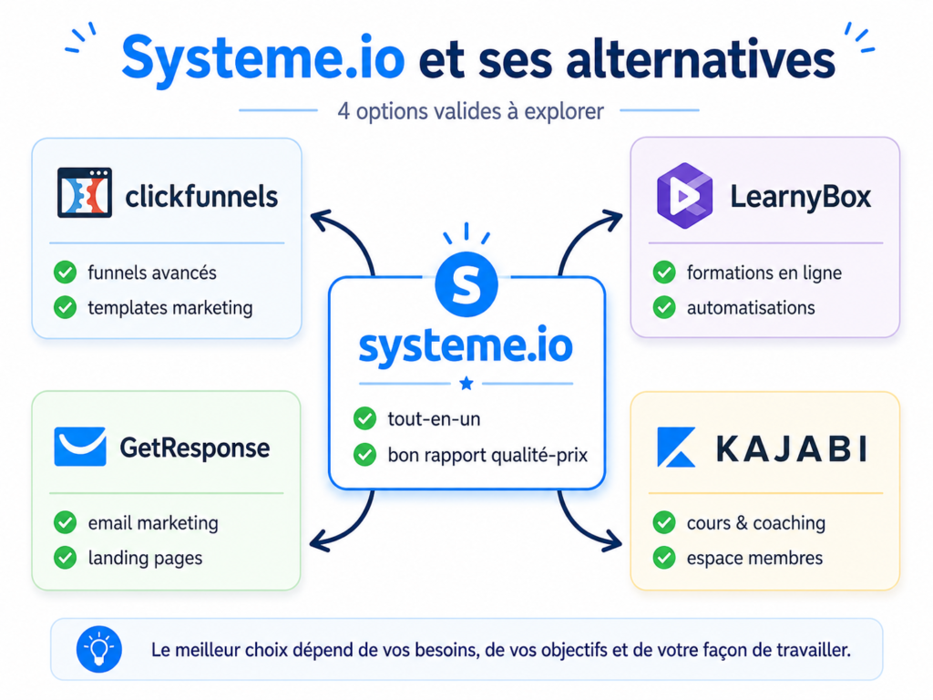 Alternatives Systeme.io : autres plateformes all-in-one
