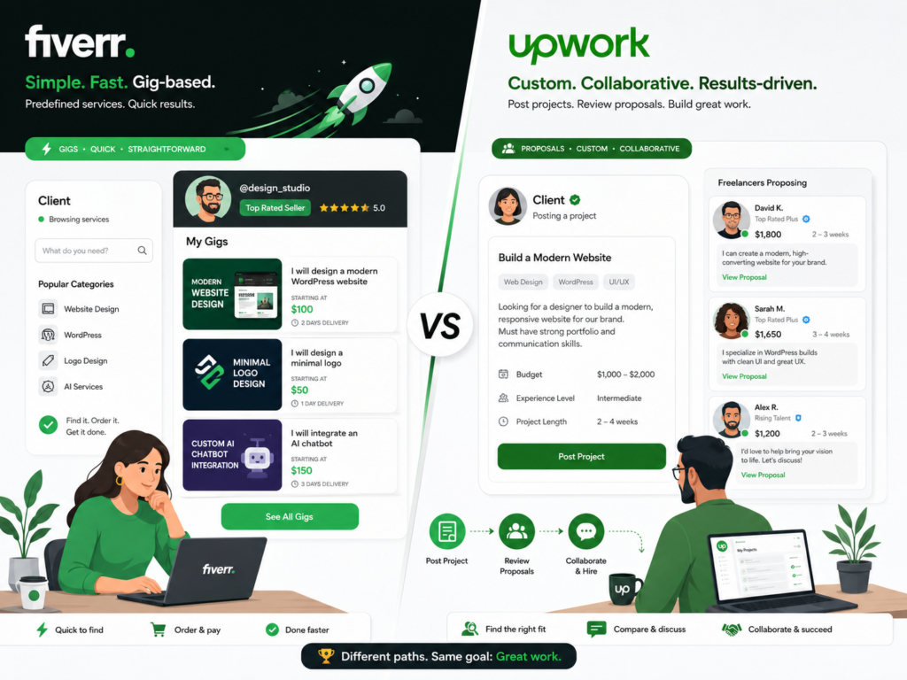 Fiverr ou Upwork : plateforme freelance comparée